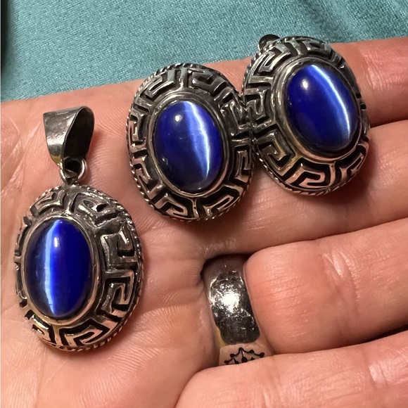 925 silver earrings and pendant with a weight of 31.4 grams, - Picture 5 of 9